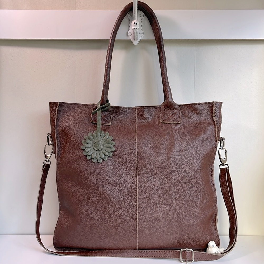 Vera Pelle Italian Genuine Leather Tote Shoulder Bag